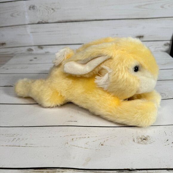 Fukei Industrial Cream Rabbit Plush 12" Stuffed Animal w/ Brown Checkered Bow - Picture 3 of 7